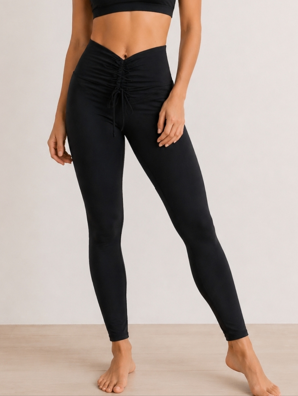 PINK by VICTORIA SECRET Black Lace-Up Leggings, size M